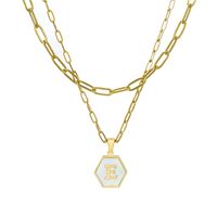 Fashion Hexagon Letter Stainless Steel Layered Necklaces Gold Plated Shell Stainless Steel Necklaces sku image 5
