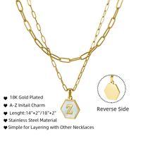 Fashion Hexagon Letter Stainless Steel Layered Necklaces Gold Plated Shell Stainless Steel Necklaces main image 2
