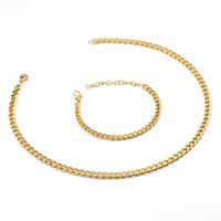 Hip-hop Geometric Stainless Steel Gold Plated Men's Bracelets Necklace main image 4