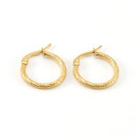 Fashion Circle Stainless Steel Hoop Earrings Gold Plated Stainless Steel Earrings sku image 1