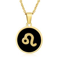 Fashion Round Constellation Stainless Steel Pendant Necklace Enamel Gold Plated Stainless Steel Necklaces sku image 5