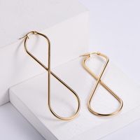 Simple Style 8 Number Stainless Steel Drop Earrings Gold Plated Stainless Steel Earrings sku image 2