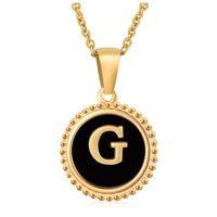 Fashion Round Letter Stainless Steel Pendant Necklace Enamel Gold Plated Stainless Steel Necklaces sku image 33