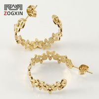 Fashion Star Stainless Steel Ear Studs Gold Plated Stainless Steel Earrings main image 4