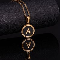 Fashion Round Letter Stainless Steel Pendant Necklace Enamel Gold Plated Stainless Steel Necklaces main image 5