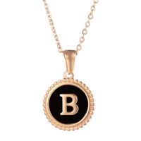 Fashion Round Letter Stainless Steel Pendant Necklace Enamel Gold Plated Stainless Steel Necklaces main image 3