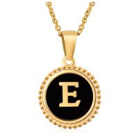 Fashion Round Letter Stainless Steel Pendant Necklace Enamel Gold Plated Stainless Steel Necklaces sku image 31