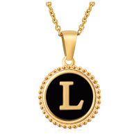 Fashion Round Letter Stainless Steel Pendant Necklace Enamel Gold Plated Stainless Steel Necklaces sku image 38