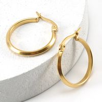 Style Simple Rond Acier Inoxydable Boucles D'oreilles Cerceau Placage Boucles D'oreilles En Acier Inoxydable main image 5