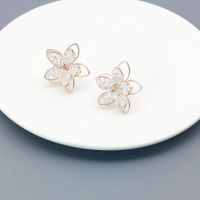 Sweet Flower Alloy Crystal Plating Ear Studs main image 5