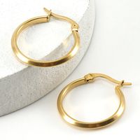 Style Simple Rond Acier Inoxydable Boucles D'oreilles Cerceau Placage Boucles D'oreilles En Acier Inoxydable main image 3