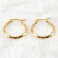 Style Simple Rond Acier Inoxydable Boucles D'oreilles Cerceau Placage Boucles D'oreilles En Acier Inoxydable main image 1