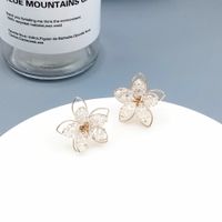 Sweet Flower Alloy Crystal Plating Ear Studs main image 2