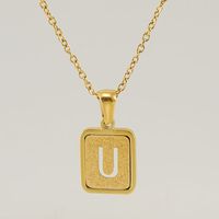 Fashion Letter Square Titanium Steel Necklace Stainless Steel Necklaces sku image 19