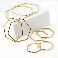 Simple Style Hexagon Plating Titanium Steel Earrings main image 5