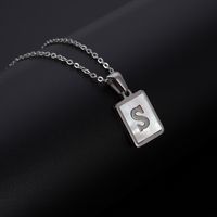 Simple Style Letter Rectangle Titanium Steel Pendant Necklace Plating Shell Stainless Steel Necklaces sku image 19
