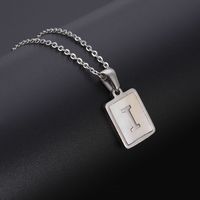 Simple Style Letter Rectangle Titanium Steel Pendant Necklace Plating Shell Stainless Steel Necklaces sku image 9