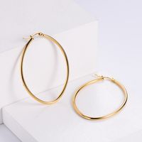 Style Simple Rond Acier Inoxydable Boucles D'oreilles Cerceau Placage Boucles D'oreilles En Acier Inoxydable sku image 2