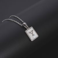 Simple Style Letter Rectangle Titanium Steel Pendant Necklace Plating Shell Stainless Steel Necklaces sku image 25