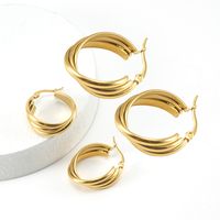 Fashion Geometric Plating Stainless Steel Hoop Earrings sku image 1