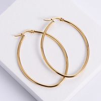 Style Simple Rond Acier Inoxydable Boucles D'oreilles Cerceau Placage Boucles D'oreilles En Acier Inoxydable sku image 1