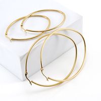 Style Simple Rond Acier Inoxydable Boucles D'oreilles Cerceau Placage Boucles D'oreilles En Acier Inoxydable main image 2