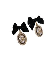 Elegant Bow Knot Inlay Alloy Pearl Drop Earrings main image 5