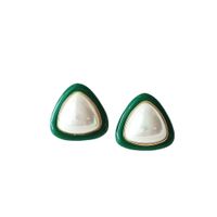 Simple Style Heart Shape Alloy Inlay Pearl Ear Studs 1 Pair main image 3