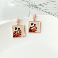 Simple Style Cat Alloy Enamel Drop Earrings 1 Pair main image 5