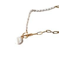 Großhandel Schmuck Einfacher Stil Runden Künstliche Perle Eisen Überzug Halskette Mit Anhänger main image 2