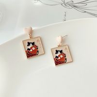 Simple Style Cat Alloy Enamel Drop Earrings 1 Pair main image 4