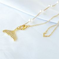 Simple Style Fish Tail Artificial Pearl Alloy Inlay Rhinestones Necklace sku image 1