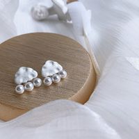 Simple Style Clouds Alloy Inlay Artificial Pearls Ear Studs 1 Pair main image 4