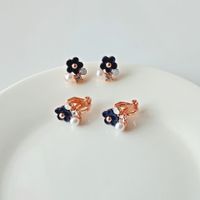 Fashion Flower Alloy Enamel Pearl Ear Studs main image 1