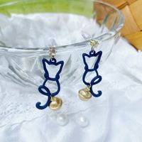 Simple Style Cat Alloy Stoving Varnish Drop Earrings main image 4