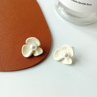 Simple Style Flower Alloy Stoving Varnish Earrings 1 Pair sku image 1