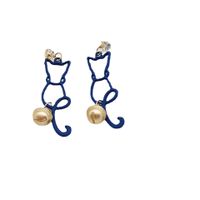 Simple Style Cat Alloy Stoving Varnish Drop Earrings main image 3