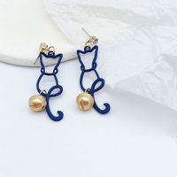 Simple Style Cat Alloy Stoving Varnish Drop Earrings sku image 1