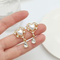 Simple Style Heart Shape Flower Resin Inlay Artificial Pearls Rhinestones Drop Earrings 1 Pair sku image 17