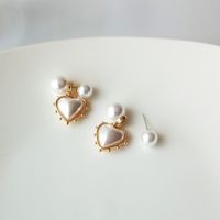 Simple Style Heart Shape Flower Resin Inlay Artificial Pearls Rhinestones Drop Earrings 1 Pair sku image 19