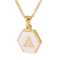Fashion Hexagon Stainless Steel Pendant Necklace Plating Shell Stainless Steel Necklaces main image 2