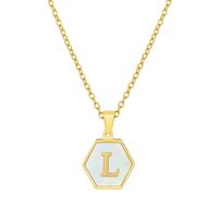 Fashion Hexagon Stainless Steel Pendant Necklace Plating Shell Stainless Steel Necklaces sku image 12