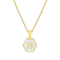 Fashion Hexagon Stainless Steel Pendant Necklace Plating Shell Stainless Steel Necklaces sku image 8