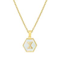 Fashion Hexagon Stainless Steel Pendant Necklace Plating Shell Stainless Steel Necklaces sku image 24
