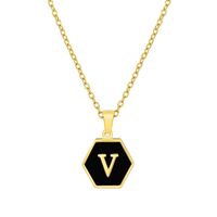 Fashion Hexagon Stainless Steel Pendant Necklace Plating Shell Stainless Steel Necklaces sku image 48