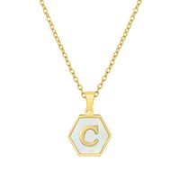 Fashion Hexagon Stainless Steel Pendant Necklace Plating Shell Stainless Steel Necklaces sku image 3