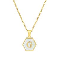Fashion Hexagon Stainless Steel Pendant Necklace Plating Shell Stainless Steel Necklaces sku image 7
