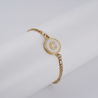 Simple Style Round Letter Stainless Steel Bracelets Gold Plated Shell Stainless Steel Bracelets sku image 3