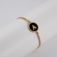 Simple Style Round Letter Stainless Steel Bracelets Gold Plated Shell Stainless Steel Bracelets sku image 27