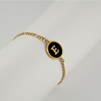 Simple Style Round Letter Stainless Steel Bracelets Gold Plated Shell Stainless Steel Bracelets sku image 31